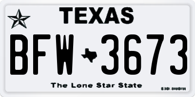 TX license plate BFW3673
