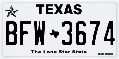 TX license plate BFW3674