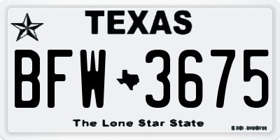 TX license plate BFW3675