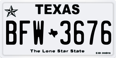TX license plate BFW3676
