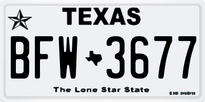 TX license plate BFW3677