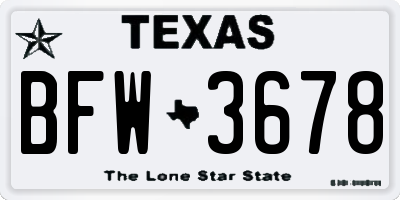 TX license plate BFW3678