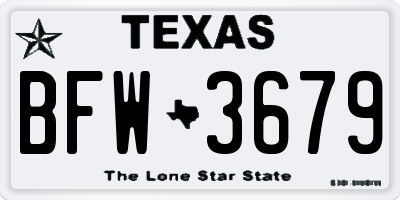 TX license plate BFW3679