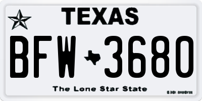 TX license plate BFW3680