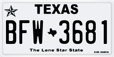 TX license plate BFW3681