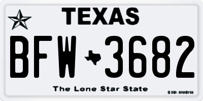 TX license plate BFW3682