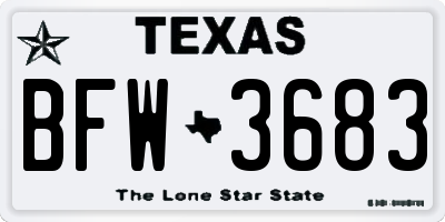 TX license plate BFW3683