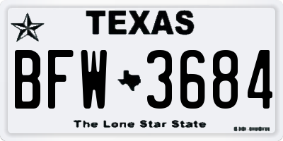 TX license plate BFW3684