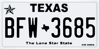 TX license plate BFW3685