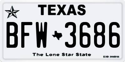 TX license plate BFW3686