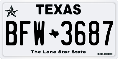 TX license plate BFW3687