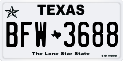 TX license plate BFW3688