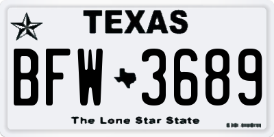TX license plate BFW3689