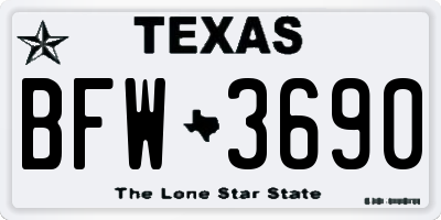 TX license plate BFW3690