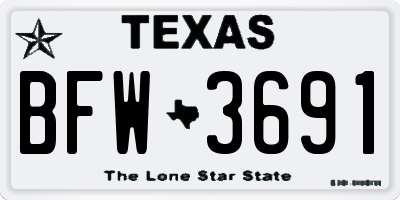 TX license plate BFW3691