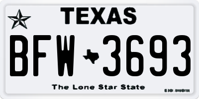 TX license plate BFW3693