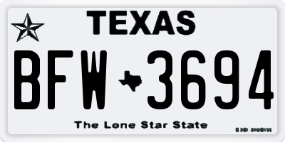 TX license plate BFW3694