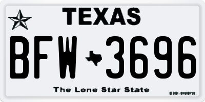 TX license plate BFW3696