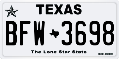 TX license plate BFW3698
