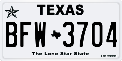TX license plate BFW3704