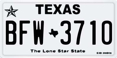 TX license plate BFW3710