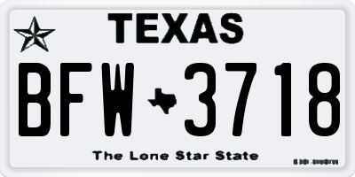 TX license plate BFW3718