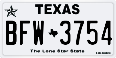TX license plate BFW3754