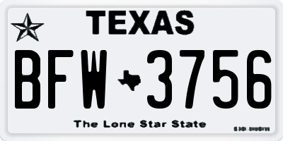 TX license plate BFW3756