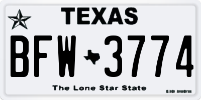 TX license plate BFW3774