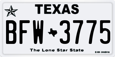TX license plate BFW3775
