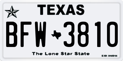 TX license plate BFW3810