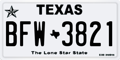 TX license plate BFW3821