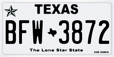 TX license plate BFW3872