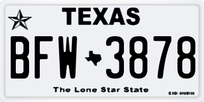 TX license plate BFW3878