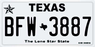 TX license plate BFW3887