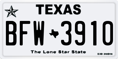 TX license plate BFW3910