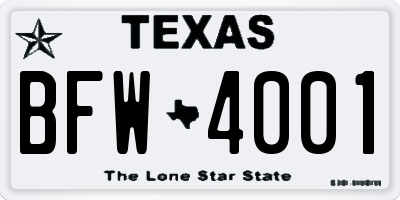 TX license plate BFW4001