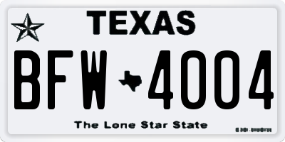 TX license plate BFW4004