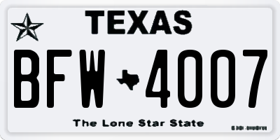 TX license plate BFW4007