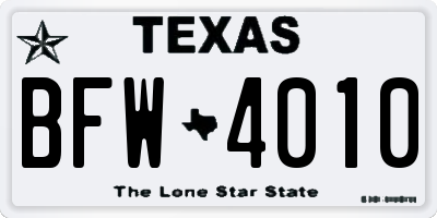 TX license plate BFW4010