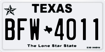 TX license plate BFW4011