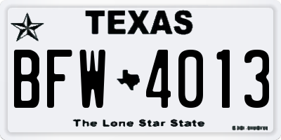 TX license plate BFW4013
