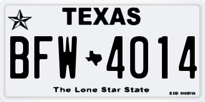 TX license plate BFW4014