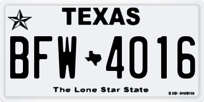 TX license plate BFW4016