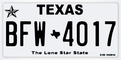 TX license plate BFW4017