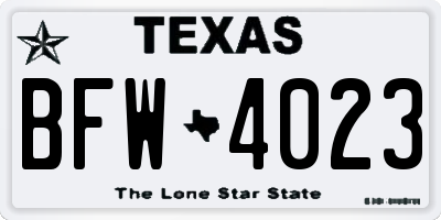 TX license plate BFW4023