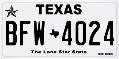TX license plate BFW4024