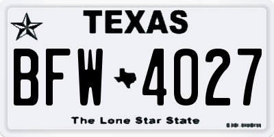 TX license plate BFW4027