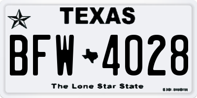 TX license plate BFW4028