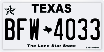 TX license plate BFW4033